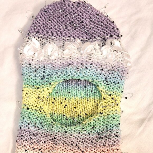 Tinsel Riot — Frosted Knit Hood / OOAK Fairycore Mask - Picture 5 of 6